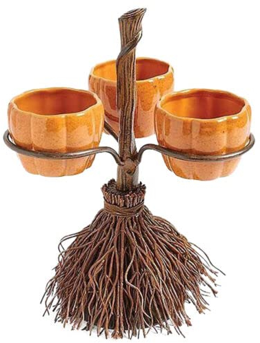 EliteKoopers 1Pcs Halloween Pumpkin Snack Bowl Stand 3 Cup Snack Serving Tray Fruit Bowl Party Decor