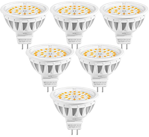 Uplight GU5.3 MR16 DC12V LED Lampen,6.5W Ersetzen 70W Halogen Lampe,Warmweiß 3000K,Nicht Dimmbar,680LM Ra85,120°Strahlwinkel,6er Pack.