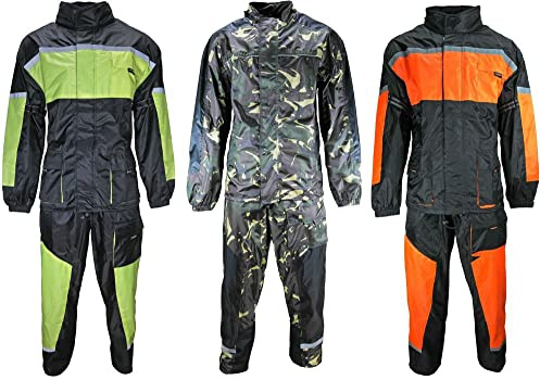 Motorrad Regenkombi Regenhose Regenjacke schwarz neon orange camouflage S-7XL