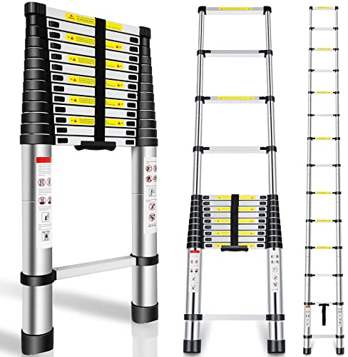 Telescoping Ladder 16.5FT, Telescopic Extension Ladder, Aluminum Alloy Folding Ladder Portable Multi-Purpose for Indoor Outdoor Work, Heavy Duty 330 lbs Load