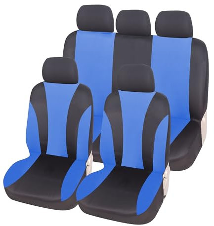 Auto Accessori Lupex - Copri sedili Auto Universali LS06 | Colore Blu | Set Anteriori e Posteriori | Poliestere | No Suv