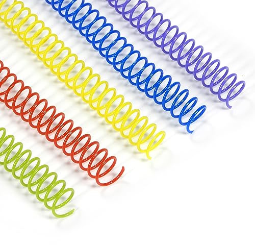 RAYSON Spiralbindung Plastik, 5 Farben, 90 Blatt, 3:1, 100 Stück | Robuste Kunststoffspiralen für plan liegende Berichte & Präsentationen