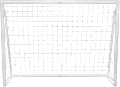240 x 182cm Fotbollsmål med Nät för Alla Väder PVC Målstolpar 30-trådigt Knutet Nät 24 S-klämmor U-pinnar Portabel Träning Övning Inomhus Utomhus Snabb Montering Måltavla med 5 Hål Remmar och Bärväska