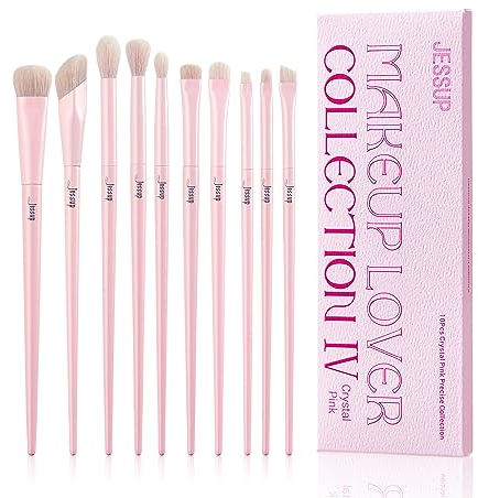 Jessup Pinceaux Maquillages Yeux Fard à Paupières,10pcs Set Pinceaux Yeux Maquillage Roses Pinceau Anti-Cernes Eyeliner Pinceau Estompeur Yeux Maquillage,Synthétique Qualité Supérieure,T496