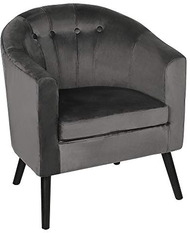 MAYMA Fauteuil Crapaud en Tissu de Lin - Petit Canapé Scandinave de Salon Avec Accoudoirs et Dossier Rembourrée Épaisse - Pour 1 Personne