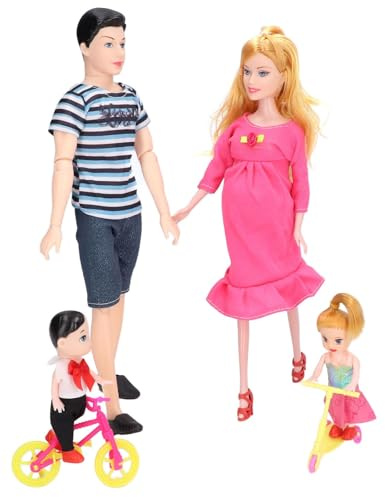 Juego de Muñecas Familiares, 5 Piezas Personas con papá Mamá Embarazada Niños Niñas Muñecas Familiares Regalos Educativos Tempranos Juegos y Accesorios