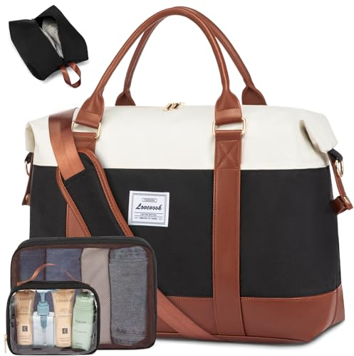 LOVEVOOK Reisetasche Damen Sporttasche mit Schuhfach Weekender Groß Handgepäck Tasche für Flugzeug Ryanair Easyjet Travel Bags Duffle Bag Kliniktasche Geburt Fitnesstasche Krankenhaustasche