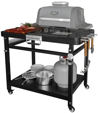 EasiBBQ hopfällbart grillstativ för Ninja Outdoor Woodfire serien, grillvagn för OG700 OG800 OG900-serien och OO101 Woodfire pizzaugn, byt ut för XSKUNSTAND utomhusstativ, NJ700 GC