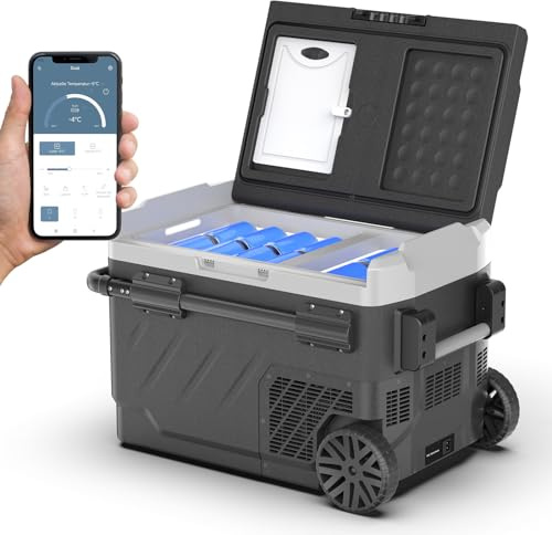 ACLONG 51L Car Fridge Freezer Portable Car Refrigerator 12/24V Blueteeth and APP Control Electric Cooler for Camping, Road Trip, Picnic, Outdoor and Home