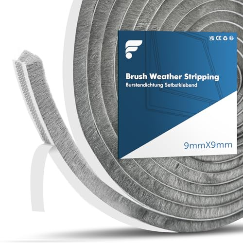 shinfly Joint Fenetre Porte Isolation, 10 Mètres(L) x 9 mm(B) x 9 mm(D) Joint Brosse Porte Coulissante, Joint Etancheite pour Fenetre Baie Vitrée Porte Poussière Voler Froid Phonique(Gris, 10M)