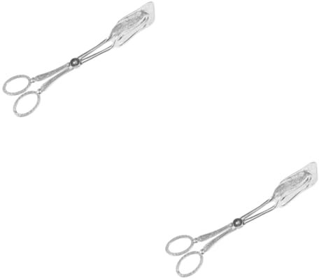 Garneck 2pcs Retro Style Multifunctional Kitchen Food Serving Tongs Square Head for Charcuterie Barbecue Buffet Heat Resistant Salad Cake Tong