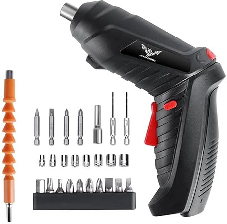 JENABOM 28 in 1 Electric Screwdriver Cordless Rechargeable Small Power Drill Set 3.5Nm Max Torque Electric Rotatable with LED Light Screwdriver for Home Office DIY Tools (Black)