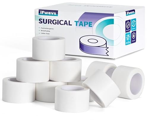 Paper Medical Tape, 10 Rolls 1 x 10 Yards, Latex Free Surgical Tape