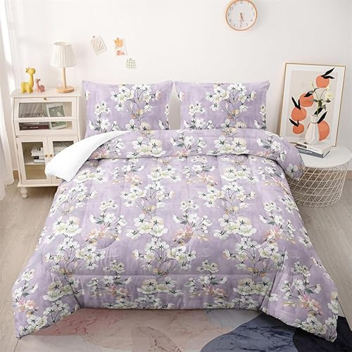 Coverless Duvet Single Purple Cream White Coverless Duvet Single Microfiber Quilted Bedspreads All Seasons Bedspread Breathable Comforter Soft Quilted Throw+2 Pillowcases(50x75cm) 140x200cm