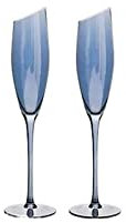 Generic Flûte À Champagne Creative Verre À Champagne Incliné 180 Ml Verre En Cristal Élégant Verre À Vin Scintillant Set de 2 Verres À Champagne Flûte À Champagne/Bleu/180 Ml