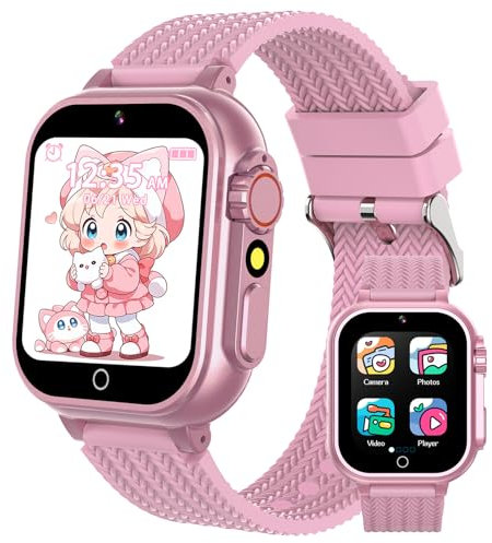 clleylise Kids Smart Watch for Kids, Smartwatch with HD Touchscreen 32 Games Camera Music Player Alarm, Watch for Boys Girls Toys Birthday Gifts for 4-13 Years (Pink)