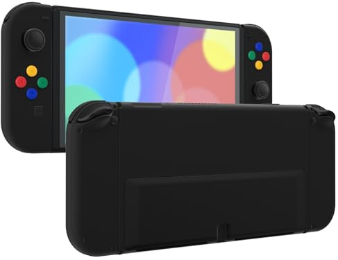 eXtremeRate DIY Full Set Shell Buttons for Nintendo Switch OLED, Black Replacement Console Back Plate & Kickstand, Custom Case Housing for Nintendo Switch OLED JoyCon Controller [Control NOT Included]