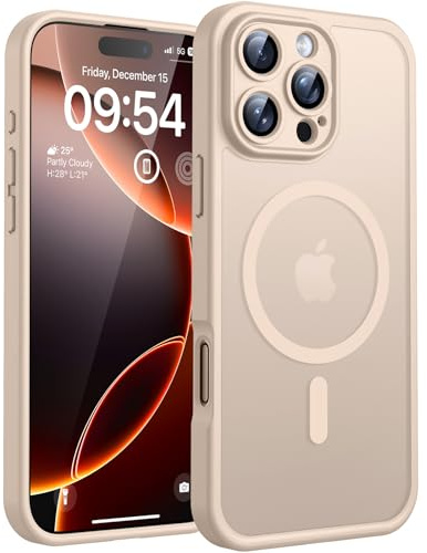 TOCOL Hülle nur für iPhone 16 Pro, Kompatibel mit MagSafe, Vollständiger Kameraschutz Stoßfest Kratzfest Transluzente Rückseite Magnetisch Handyhülle für iPhone 16 Pro, Wüstensand