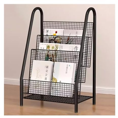 CRBUDY Zeitschriftenständer bodenstehend Vom Boden bis zur Decke reichender Zeitschriftenständer Einfaches Bücherregal Zeitungsständer Eisenregale Arbeitszimmer Bücher- und Zeitungsstände