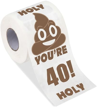 Bamyli Lustiges Toilettenpapier zum 40. Geburtstag, lustige Toilettenpapierrolle für Damen und Herren, Badezimmer-Geburtstagsparty-Dekoration (40. Geburtstag)