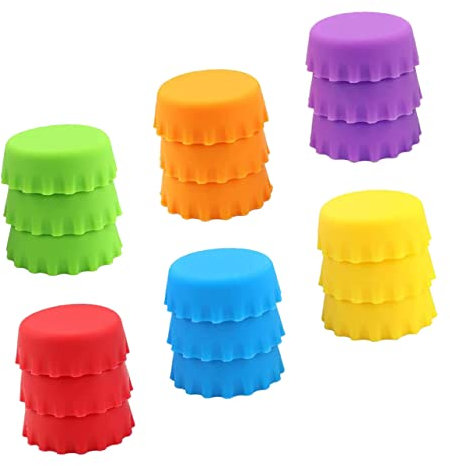 Amosfun Unique Beer Bottle Stoppers Set 18pcs Silicone Bottle Cap Toys Child Brain Development Games