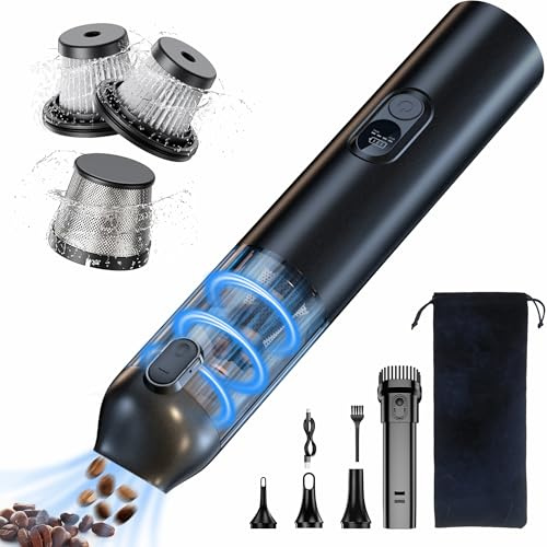 NREDXOON Handstaubsauger Akku 4-in-1 Autostaubsauger, Starker Sauger & Gebläse, Vakuumpumpe, Kabellos mit LED Anzeige für Auto, Reisen&PC