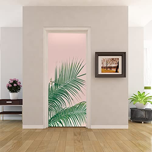 3D Türtapete 70x200 Türaufkleber Selbstklebend Türfolie Poster Fototapete Türbilder Türtattoos Wasserdichte Tür Stickers für Kinderzimmer Wohnzimmer Badezimmer Blatt