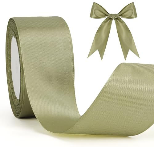 Geschenkband Salbeigrün 40mm Satinband 23 Meters Schleifenband Für Geschenkverpackung Seidenband Grün Geschenkbänder Für Blumensträuße Basteln Stoffband Für Weihnachten Deko Satinbänder