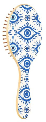 Cepillo de madera para el cabello, azul, tradicional, malvado, para mujer, cepillo de masaje para el cabello
