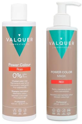 Valquer Pack Power Color Cabellos Teñidos Rojo: Champú 400 ml + Mascarilla 275 ml – Coloración Temporal