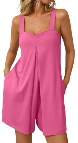 Latzhose Damen, Jumpsuit Sommer Kurz Elegant, Ärmellos Overall Arbeitslatzhose Playsuit Weites Bein Baggy Bib Strampler Latzhose Damen Arbeitshose Lässiger Latzhose Women's Jumpsuits & Playsuits