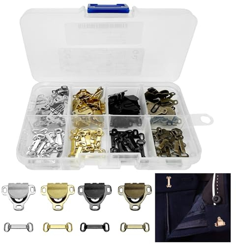 Juego de 48 clips de gancho y ojales, para pantalones, ropa, faldas, vestidos, túnicas, sujetador, costura, manualidades (4 colores)
