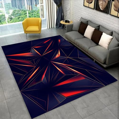 RUILBJM Cool Riss Geometrische Muster Spieler weich Teppich rutschfest Schlafzimmer Spielmatte Wohnzimmer Große Fläche Teppich Unverzichtbare Matten für Teenager Area Rug (Rot,120x160 cm)
