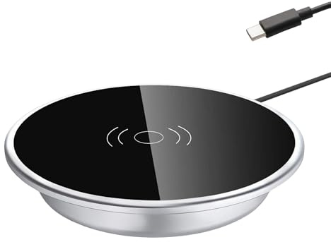 kalb | 15 W installation trådlös laddare USB-C Ø 60 mm snabb laddningsstation för smartphones möbler induktion snabbladdare trådlös laddare