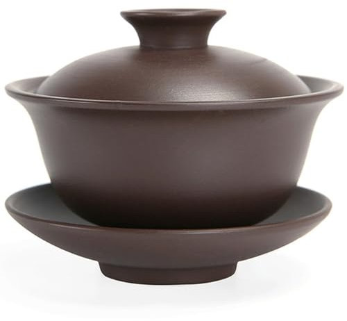 Neroyaner Tasse à thé Gaiwan 5 oz Zisha Purple Clay Kungfu Tea Bowl 3, 9 x 3, 2 Pouces avec Couvercle et Soucoupe Tasse Gaiwan Traditionnelle Chinoise