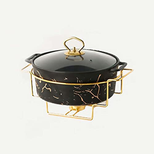 OLSKFUH Round Chafing Dishes Ceramics With Fuel Holder And Glass Lid, Chafers And Buffet Warmers Sets, Water Pan, Food Pan For Weddings, Parties, Banquets, Christmas, Catering Ev,