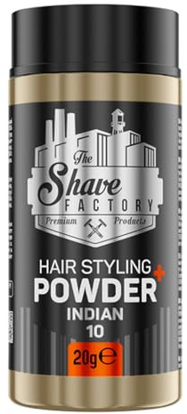 The Shave Factory Ultra Hold Hair Styling Powder Indian 20g – Strong Hold & Volume – Matte Finish – Texturizing Hair Powder – Long-Lasting Hold – Scented with Citrus, Leather & Tobacco Notes