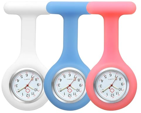3Pcs Montre à Gousset D'infirmière Montre Trotteuse Silicone Femme avec Broche Suspendue Poche Quart Cadeau pour Médecins Infirmières Aides Soignantes Facile à Transporter Précis Facile à Lire