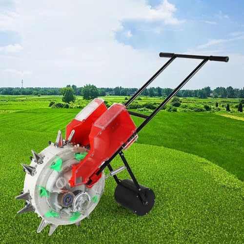 Garden Seeder and Fertilizer Spreader with Multiple Seed Plates for Efficient Planting of Various Crops