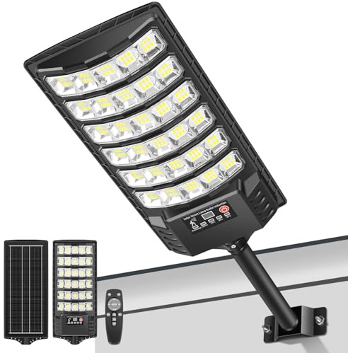 LEKIA Solarleuchten für Außen, 320° Weitwinkel LED Solar Straßenleuchte, Solarlampen Wasserdicht Aussenleuchte mit Bewegungsmelder und Fernbedienung für Parkplätze, Garten, Straßen, Garagen, 1 Stück