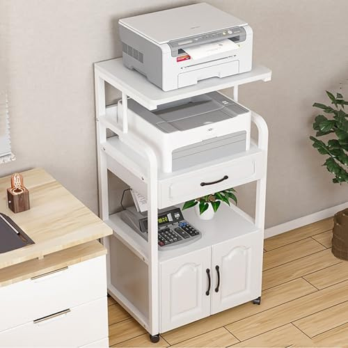 Multi-Colored Printer Cart with Wheels, Large Printer Stand with Storage, File Cabinet & Drawer, Rolling Printer Table for Home Office & Workspace nization