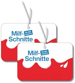 2x Duftbaum mit 'Milfschnitte' Motiv, Auto lustig Duftspender, Duftbaum Auto tuning, Lufterfrischer, Duftanhänger Set, Scherzartikel