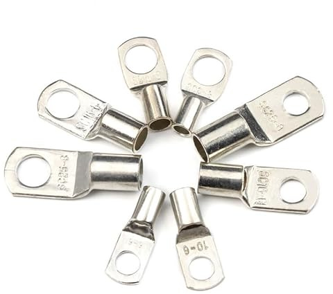Capicorda Elettrici，Capicorda 60/220 / 260PCS NS Terminali anello nudo LUG TARE TINNED TUBO DI RAME GUARDA BATTERIA CONNETTORE Cavo Crimpato saldato(60PCS Copper)