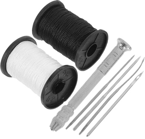 Healeved Set da Cucito Portatile 5 Aghi Punteruolo in Lega di Alluminio Fili per Cucire Nero e Bianco Strumento per Cucire a Mano per Borse Rilegatura Libri e Riparazioni Tessuti