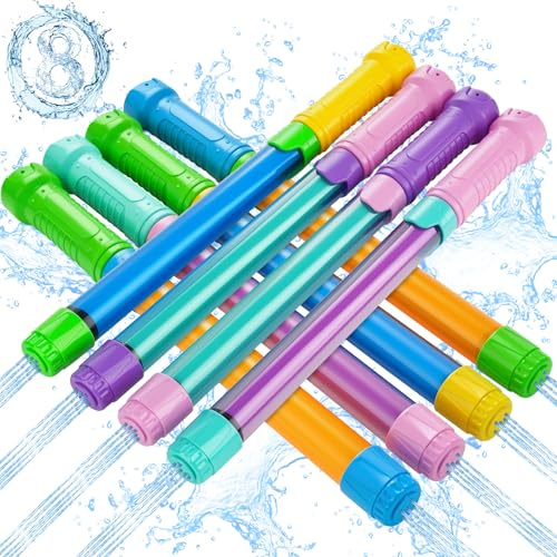 Wasserpistole Kinder, 8er-Pack Wasserspritzpistole für Kinder Erwachsene | Wasserpistolen Set mit Großer Reichweite, Pool Spielzeug Sommer Outdoor Wasserspielzeug für Strand & Garten