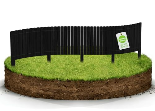 HENGMEI Clôture en bois flexible - Bordure de pelouse - Bordure de parterre - Clôture de jardin - Clôture décorative - Rouleau - Bordure de tonte - Bordure flexible - 200 cm de long (40 cm de haut