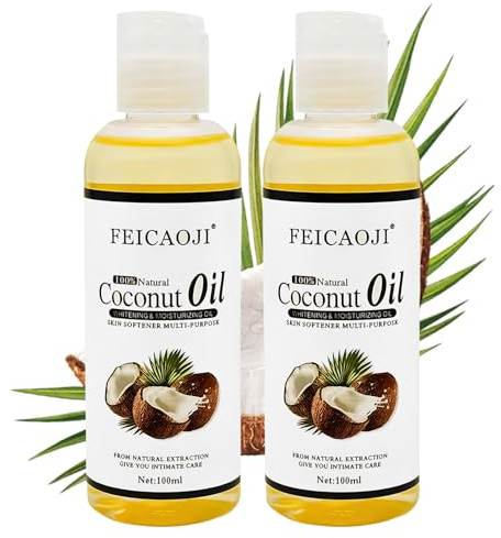 2 Stück Fraktioniertes Kokosöl, Bio Kokosöl Flüssig 100ml, Trägeröl Kokosnussöl, Transparent, Natürliches Pflegeöl, Leicht Absorbierbar, Fractionated Coconut Oil für Gesicht, Körper, Haut, Haare