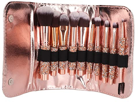 Set di 10 pennelli per il trucco ZIXINNKC con setole morbide, per cipria, ombretto e sopracciglia, con custodia.