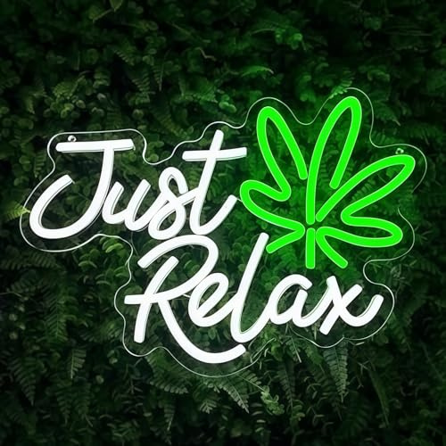 Green Leaf Neon Sign, Dimmable LED Light for Wall Decor | USB Powered Neon Lamp for Bar Man Cave Dispensary Store Hotel Party Decorations Unique Birthday Gift for Lover
