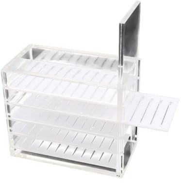 Wimpernbox mit Schublade, Mehrschichtig, Acryl, Silber, für Werkzeuge | Transparentes Design, mit Skala, für Wimpernverlängerungsstudio, Tragbar, Geeignet für Aufbewahrung
